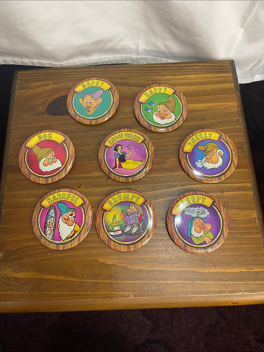 Snow White & Seven Dwarfs Character set of Pins- Set of 8 Vintage